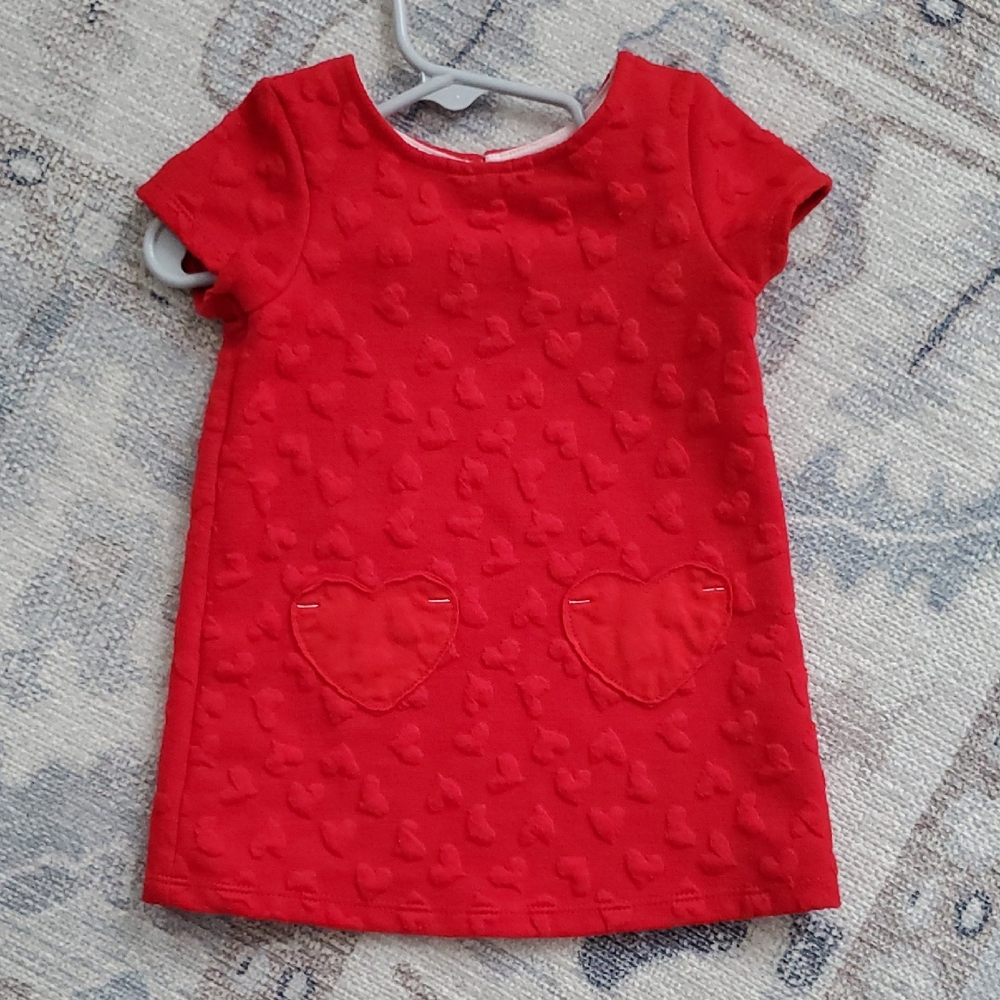 Cat & Jack Baby Girls Textured Heart Red Dress Valentine's sz12m